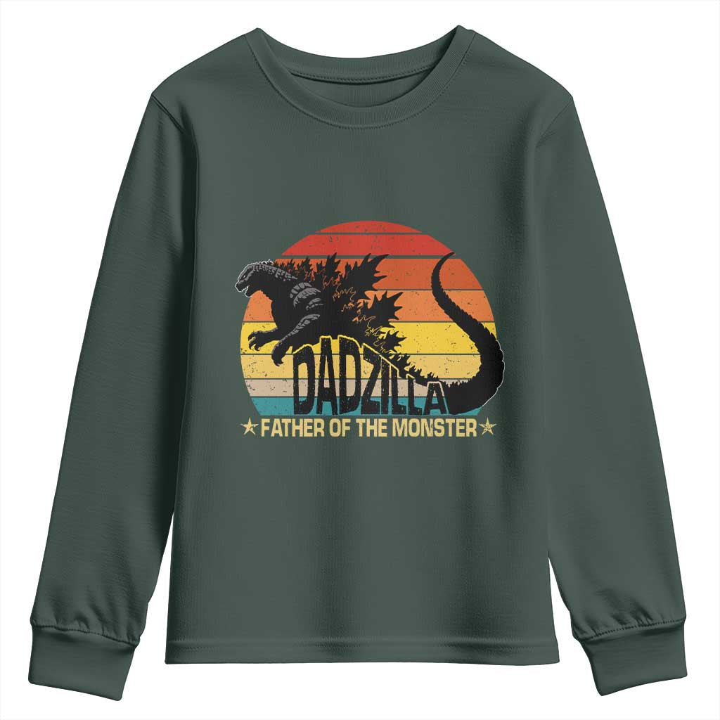 Funny Dad Giant Monster Youth Sweatshirt Dadzilla Father Of The Monster Fathers Day TS11 Dark Forest Green Print Your Wear