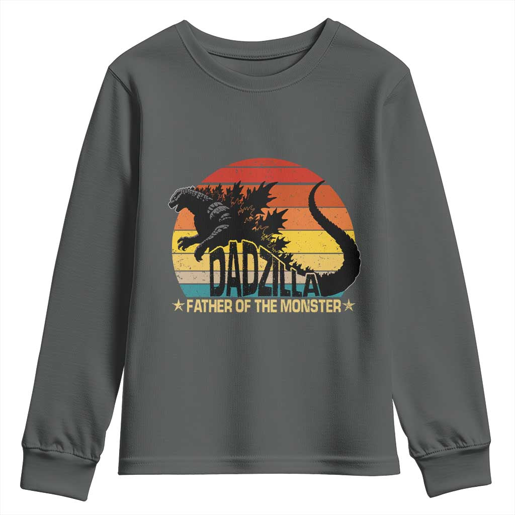 Funny Dad Giant Monster Youth Sweatshirt Dadzilla Father Of The Monster Fathers Day TS11 Dark Heather Print Your Wear