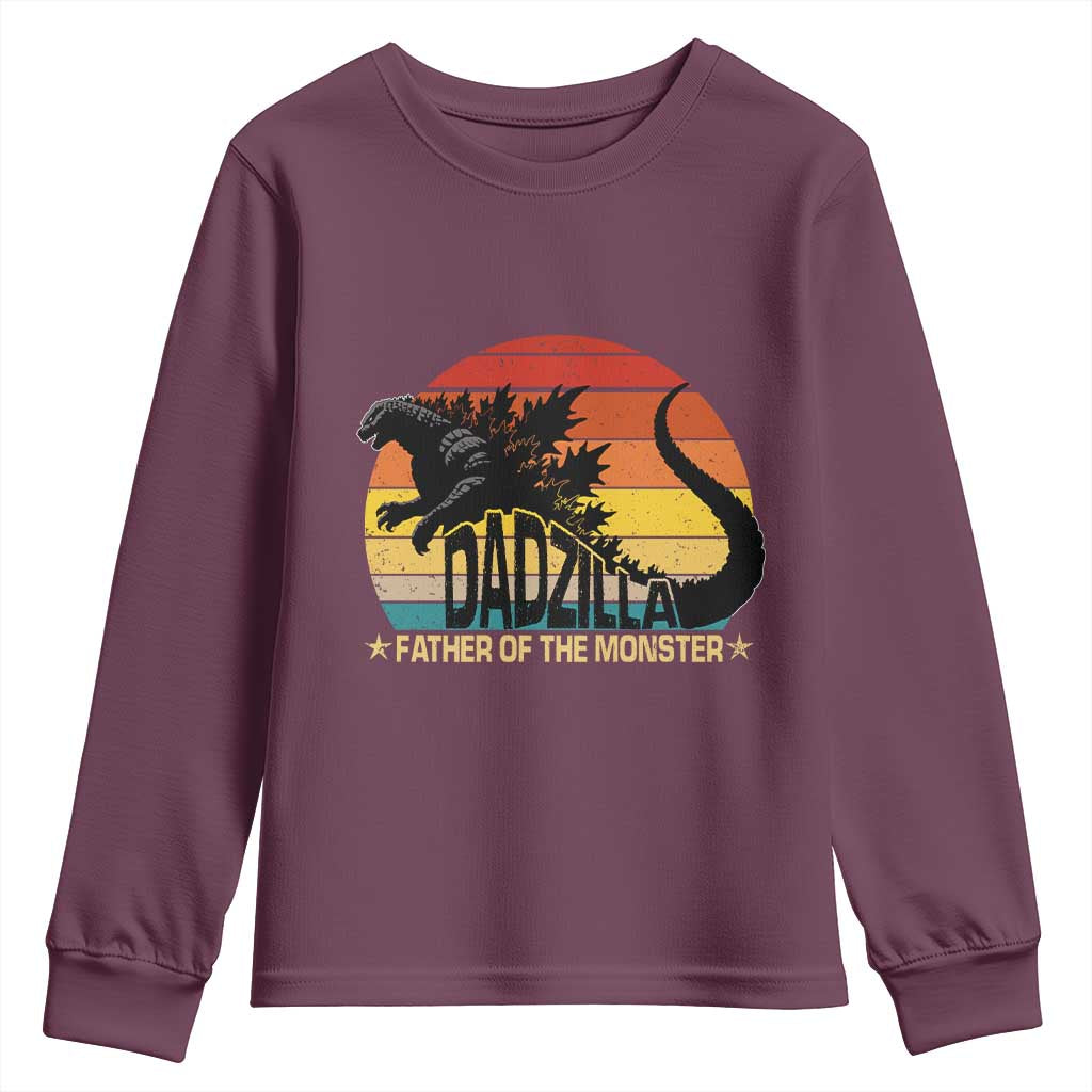 Funny Dad Giant Monster Youth Sweatshirt Dadzilla Father Of The Monster Fathers Day TS11 Maroon Print Your Wear