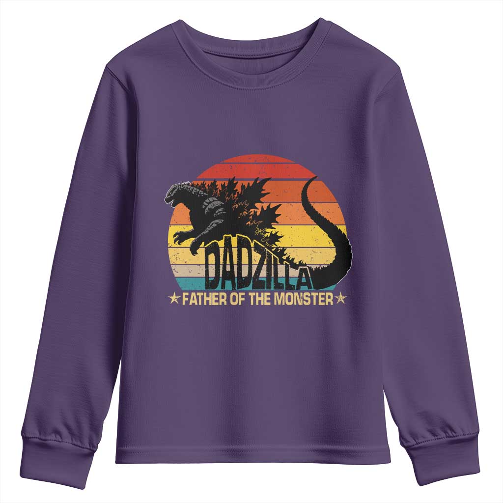 Funny Dad Giant Monster Youth Sweatshirt Dadzilla Father Of The Monster Fathers Day TS11 Purple Print Your Wear
