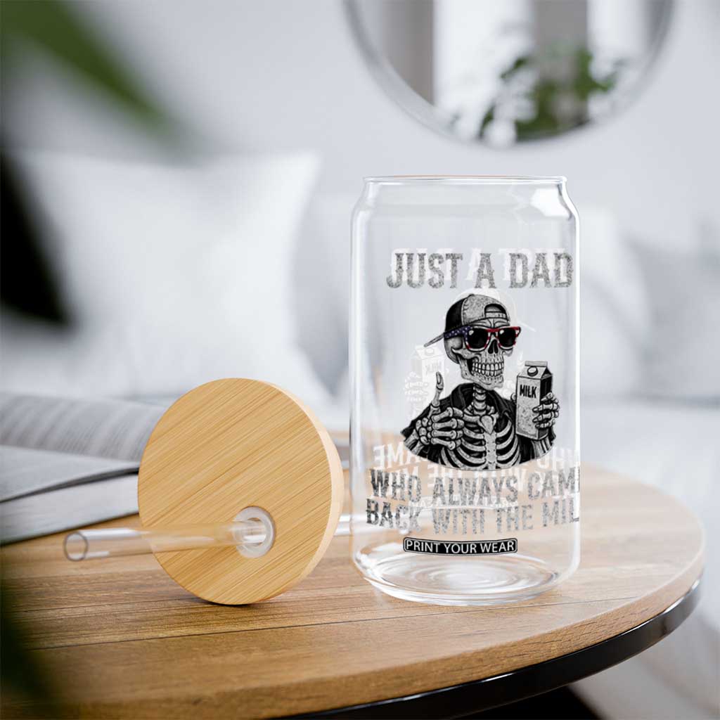 Funny Dad Glass Can Just A Dad Who Always Came Back With The Milk Skeleton American Flag TS10 Print Your Wear