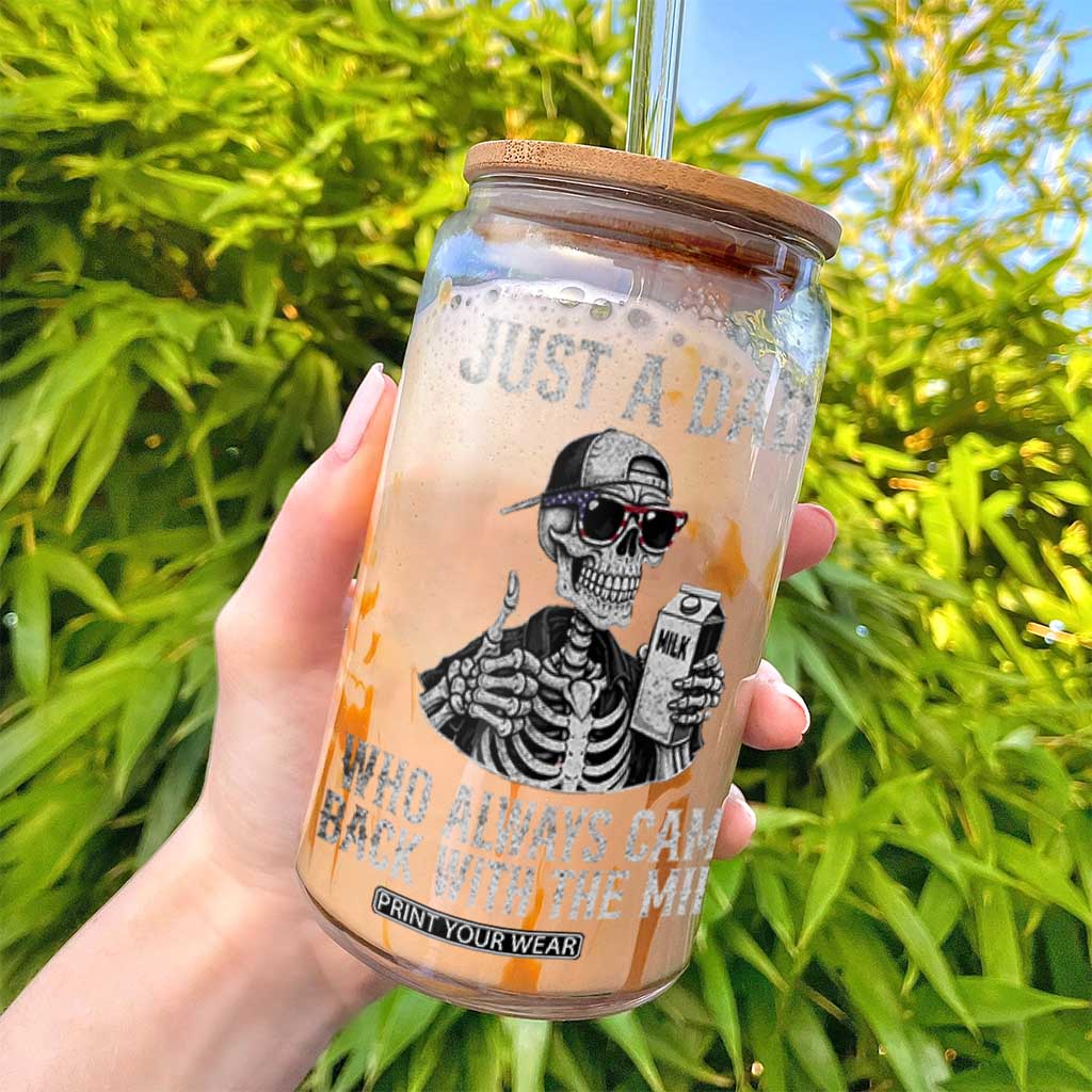 Funny Dad Glass Can Just A Dad Who Always Came Back With The Milk Skeleton American Flag TS10 Print Your Wear