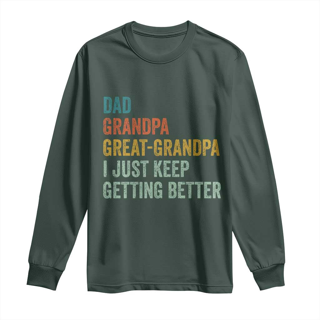 Funny Dad Great Grandpa Long Sleeve Shirt Retro Fathers Day TS10 Dark Forest Green Print Your Wear