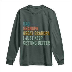 Funny Dad Great Grandpa Long Sleeve Shirt Retro Fathers Day TS10 Dark Forest Green Print Your Wear