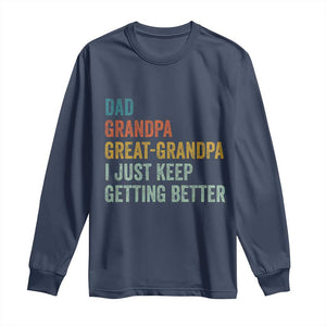 Funny Dad Great Grandpa Long Sleeve Shirt Retro Fathers Day TS10 Navy Print Your Wear