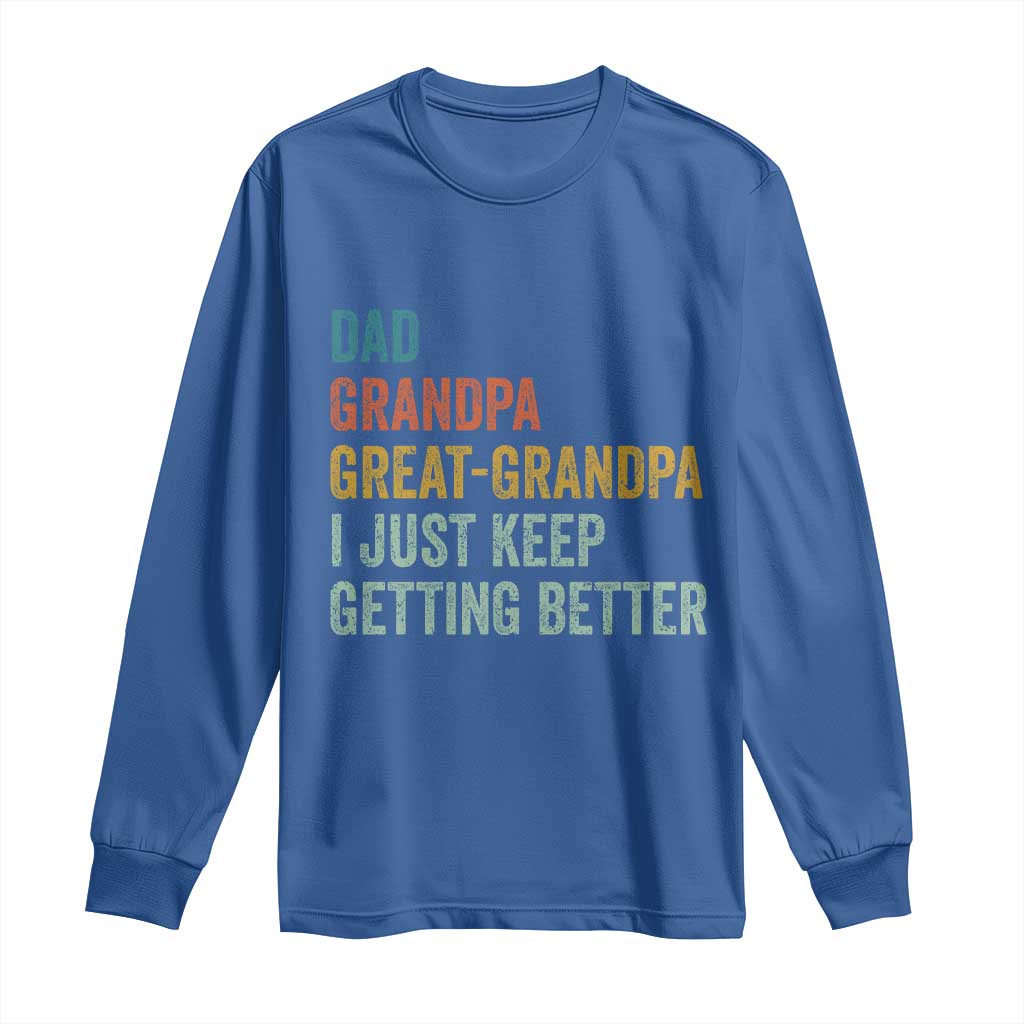 Funny Dad Great Grandpa Long Sleeve Shirt Retro Fathers Day TS10 Royal Blue Print Your Wear