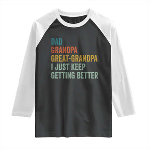 Funny Dad Great Grandpa Raglan Shirt Retro Fathers Day TS10 Black White Print Your Wear