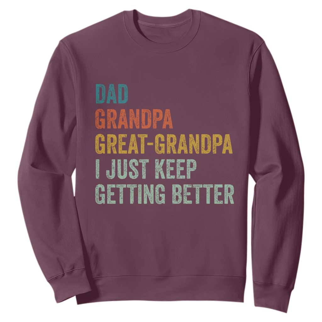 Funny Dad Great Grandpa Sweatshirt Retro Fathers Day TS10 Maroon Print Your Wear