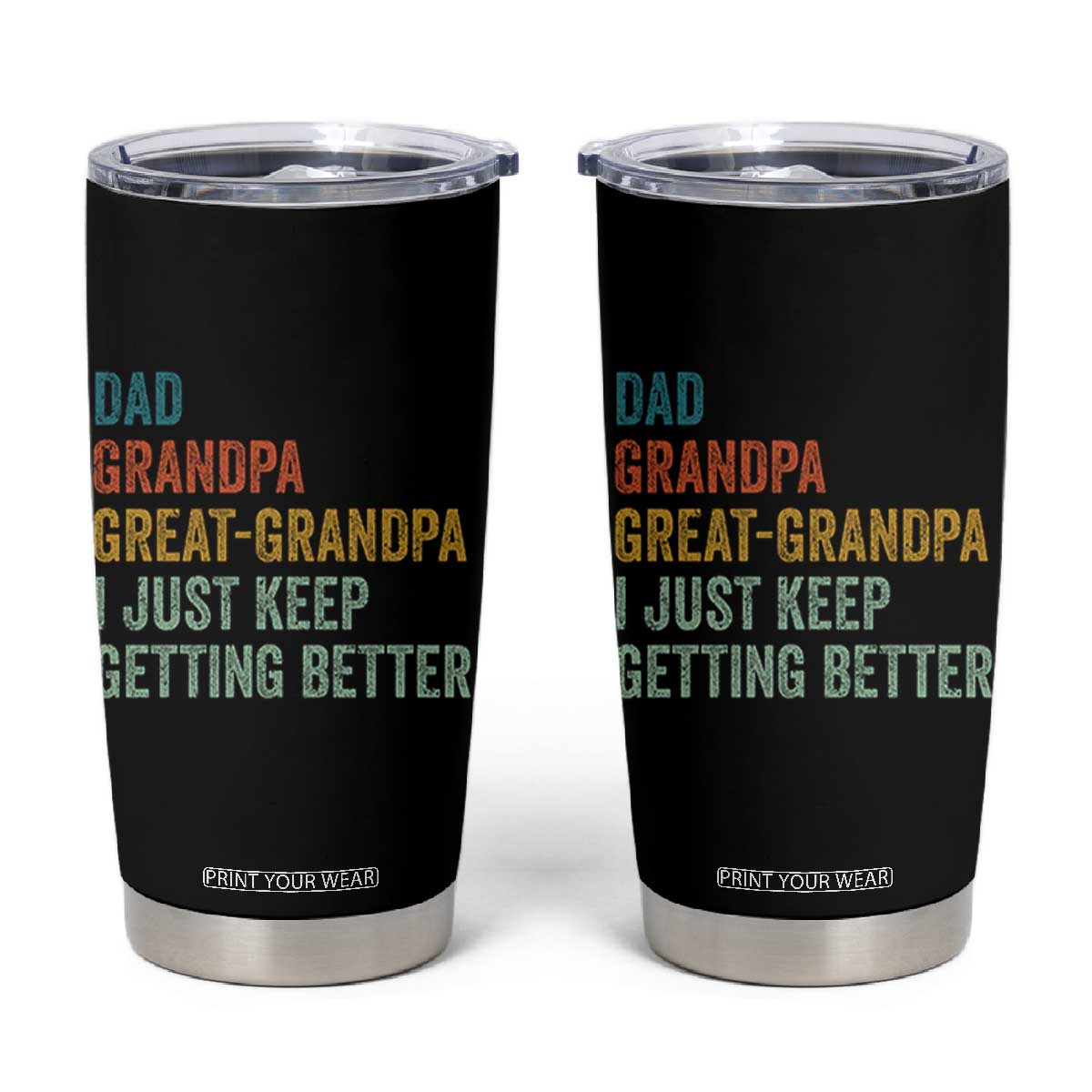 Funny Dad Great Grandpa Tumbler Cup Retro Fathers Day TS10 Black Print Your Wear