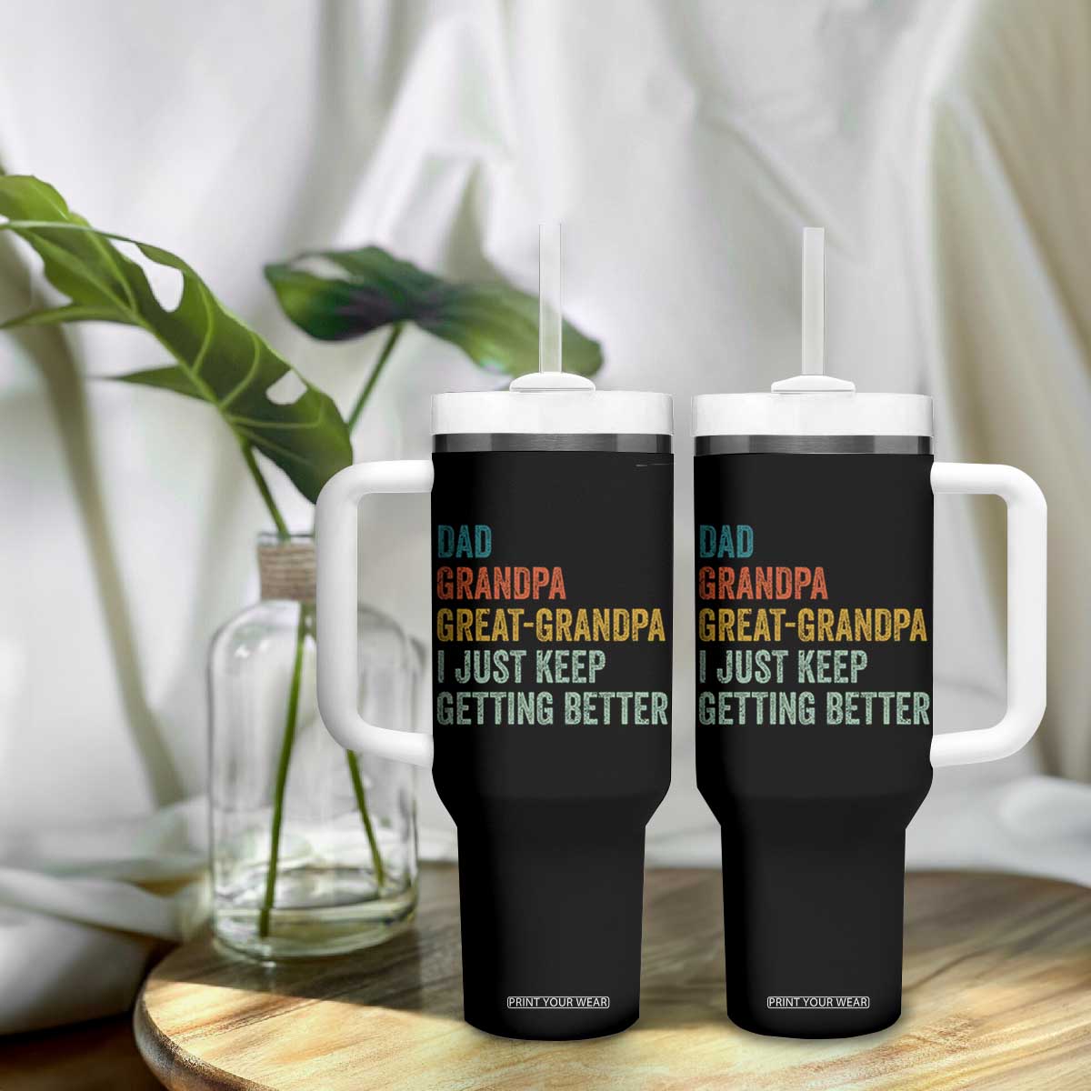 Funny Dad Great Grandpa Tumbler With Handle Retro Fathers Day TS10 Print Your Wear