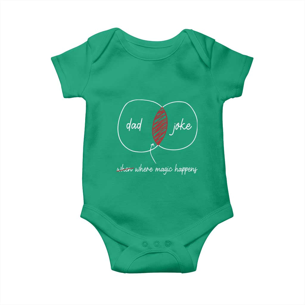 Funny Dad Joke Where Magic Happens Baby Onesie Father's Day TS11 Irish Green Print Your Wear