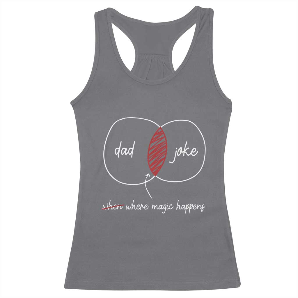 Funny Dad Joke Where Magic Happens Racerback Tank Top Father's Day TS11 Charcoal Print Your Wear