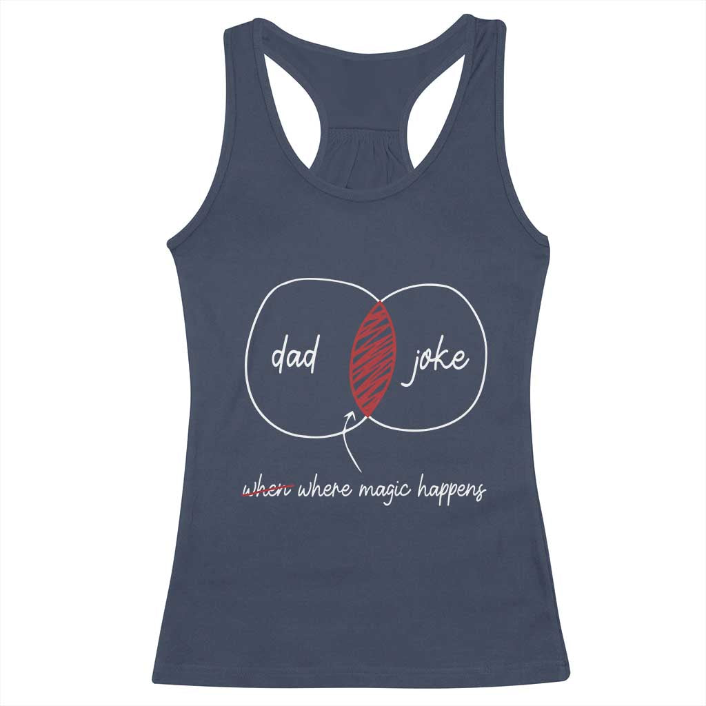 Funny Dad Joke Where Magic Happens Racerback Tank Top Father's Day TS11 Navy Print Your Wear