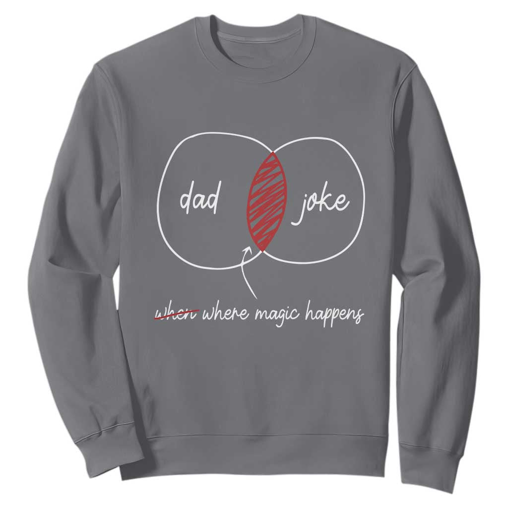 Funny Dad Joke Where Magic Happens Sweatshirt Fathers Day TS11 Charcoal Print Your Wear