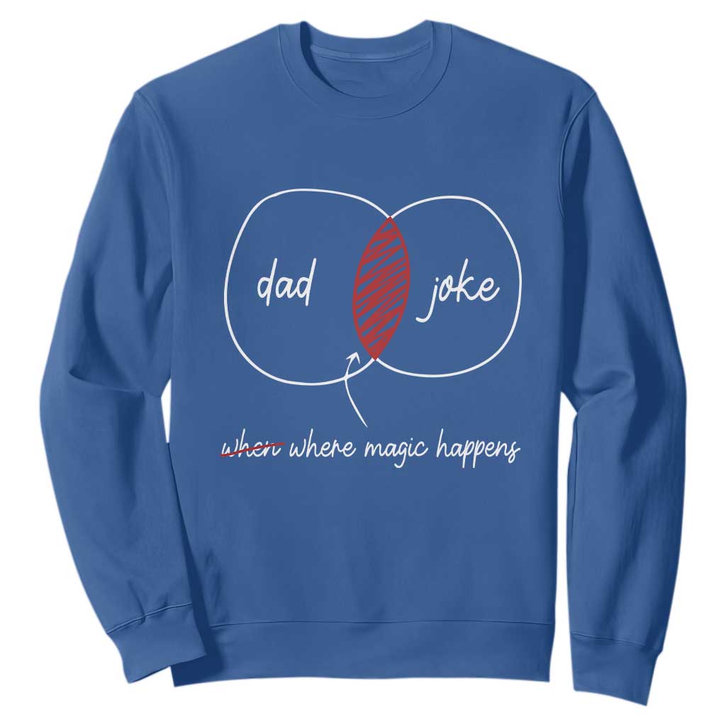 Funny Dad Joke Where Magic Happens Sweatshirt Fathers Day TS11 Royal Blue Print Your Wear