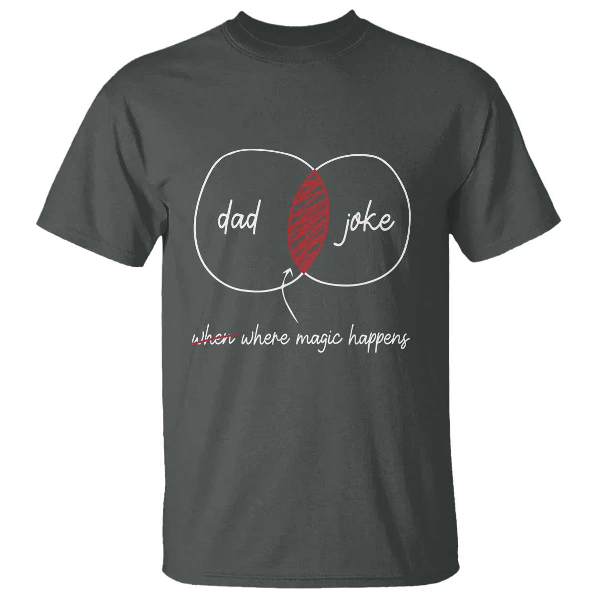 Funny Dad Joke Where Magic Happens T Shirt Fathers Day TS11 Dark Heather Print Your Wear