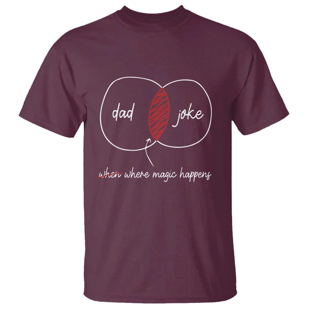 Funny Dad Joke Where Magic Happens T Shirt Fathers Day TS11 Maroon Print Your Wear