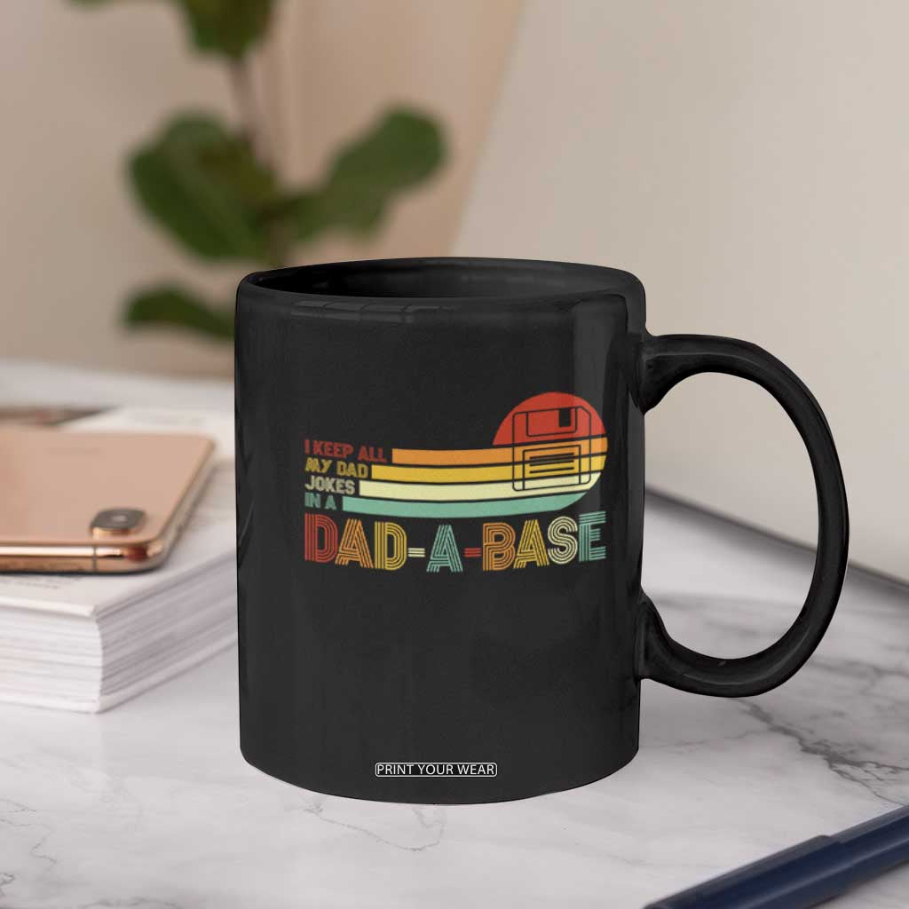 Funny Dad Jokes In A Dad-a-base Coffee Mug Retro Vintage Fathers Day TS10 Print Your Wear