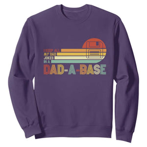Funny Dad Jokes In A Dad-a-base Sweatshirt Retro Vintage Fathers Day TS10 Purple Print Your Wear