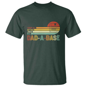 Funny Dad Jokes In A Dad-a-base T Shirt Retro Vintage Fathers Day TS10 Dark Forest Green Print Your Wear