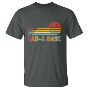 Funny Dad Jokes In A Dad-a-base T Shirt Retro Vintage Fathers Day TS10 Dark Heather Print Your Wear