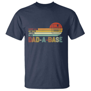 Funny Dad Jokes In A Dad-a-base T Shirt Retro Vintage Fathers Day TS10 Navy Print Your Wear