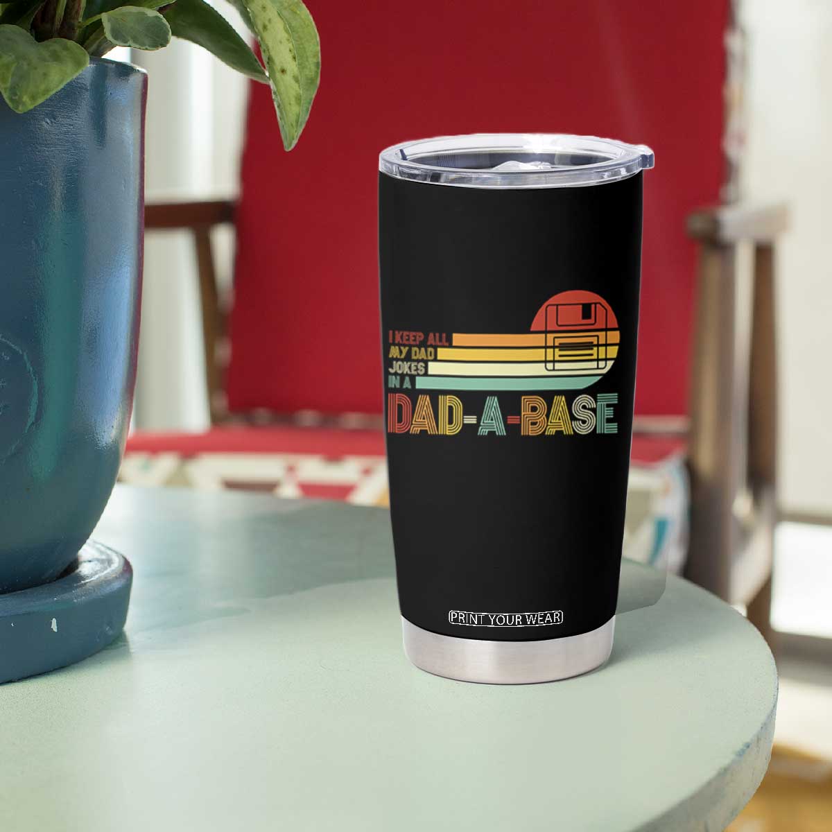 Funny Dad Jokes In A Dad-a-base Tumbler Cup Retro Vintage Fathers Day TS10 Print Your Wear