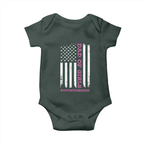 Funny Dad Of Girls Outnumbered Baby Onesie Vintage American Flag Father's Day TS11 Print Your Wear