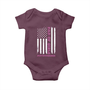 Funny Dad Of Girls Outnumbered Baby Onesie Vintage American Flag Father's Day TS11 Maroon Print Your Wear