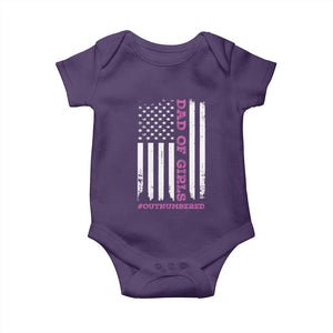 Funny Dad Of Girls Outnumbered Baby Onesie Vintage American Flag Father's Day TS11 Purple Print Your Wear