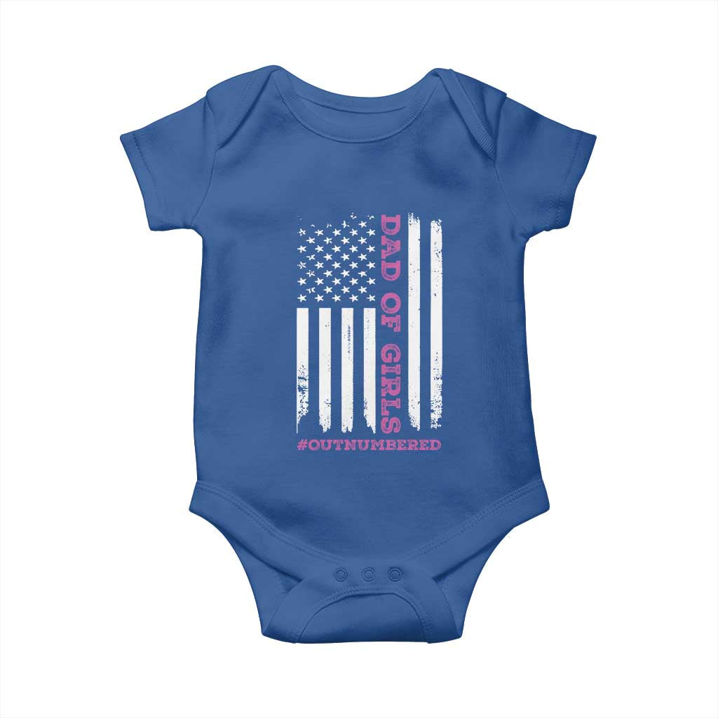 Funny Dad Of Girls Outnumbered Baby Onesie Vintage American Flag Father's Day TS11 Print Your Wear