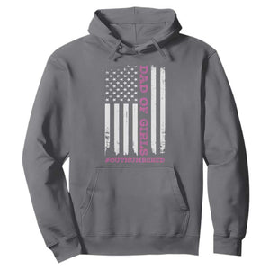 Funny Dad Of Girls Outnumbered Hoodie Vintage American Flag Father's Day TS11 Charcoal Print Your Wear