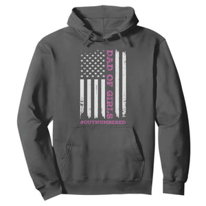 Funny Dad Of Girls Outnumbered Hoodie Vintage American Flag Father's Day TS11 Dark Heather Print Your Wear