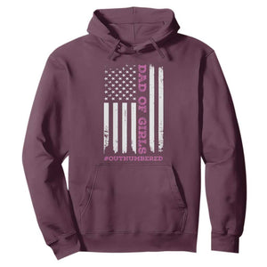 Funny Dad Of Girls Outnumbered Hoodie Vintage American Flag Father's Day TS11 Maroon Print Your Wear