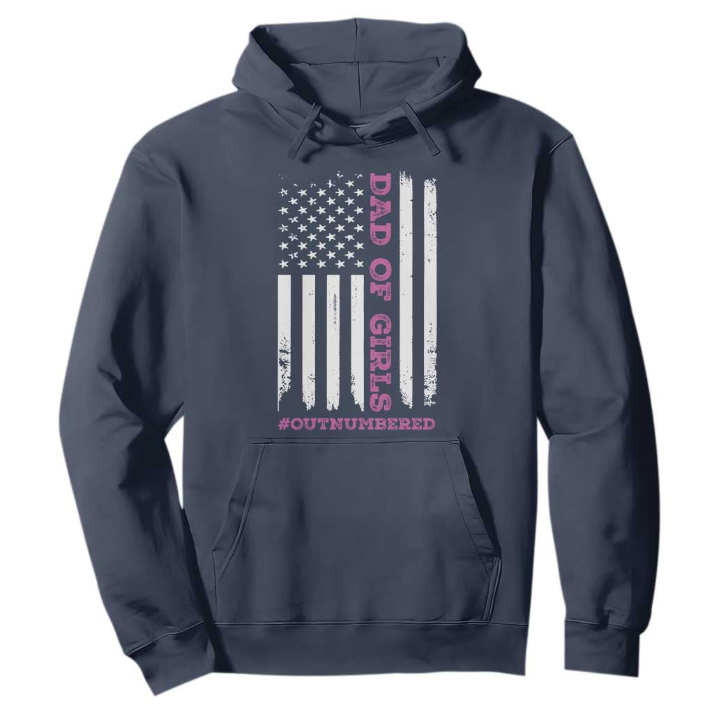 Funny Dad Of Girls Outnumbered Hoodie Vintage American Flag Father's Day TS11 Print Your Wear
