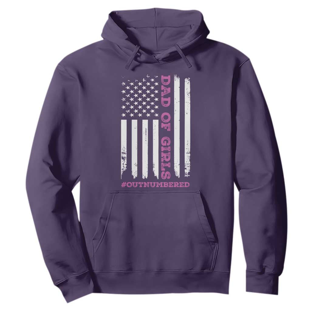 Funny Dad Of Girls Outnumbered Hoodie Vintage American Flag Father's Day TS11 Print Your Wear