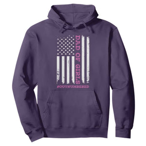 Funny Dad Of Girls Outnumbered Hoodie Vintage American Flag Father's Day TS11 Purple Print Your Wear