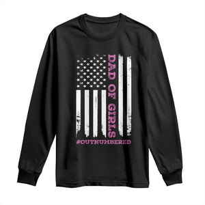 Funny Dad Of Girls Outnumbered Long Sleeve Shirt Vintage American Flag Father's Day TS11 Purple Print Your Wear