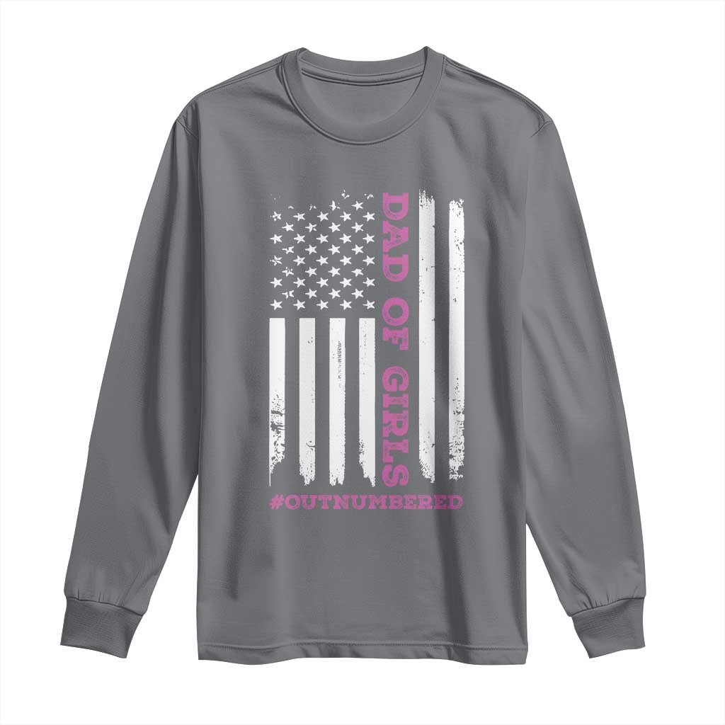 Funny Dad Of Girls Outnumbered Long Sleeve Shirt Vintage American Flag Father's Day TS11 Print Your Wear