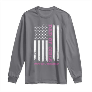 Funny Dad Of Girls Outnumbered Long Sleeve Shirt Vintage American Flag Father's Day TS11 Charcoal Print Your Wear