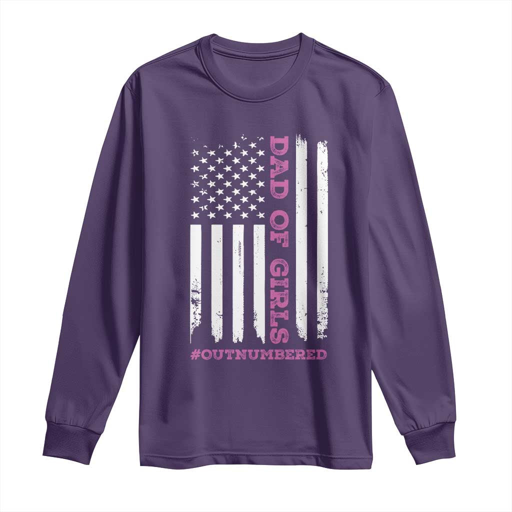 Funny Dad Of Girls Outnumbered Long Sleeve Shirt Vintage American Flag Father's Day TS11 Print Your Wear