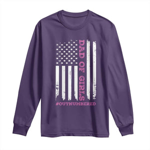 Funny Dad Of Girls Outnumbered Long Sleeve Shirt Vintage American Flag Father's Day TS11 Print Your Wear
