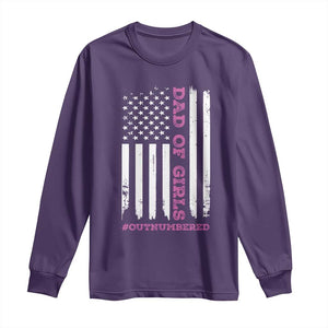 Funny Dad Of Girls Outnumbered Long Sleeve Shirt Vintage American Flag Father's Day TS11 Purple Print Your Wear