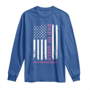 Funny Dad Of Girls Outnumbered Long Sleeve Shirt Vintage American Flag Father's Day TS11 Royal Blue Print Your Wear