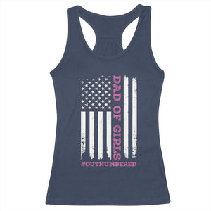 Funny Dad Of Girls Outnumbered Racerback Tank Top Vintage American Flag Father's Day TS11 Navy Print Your Wear