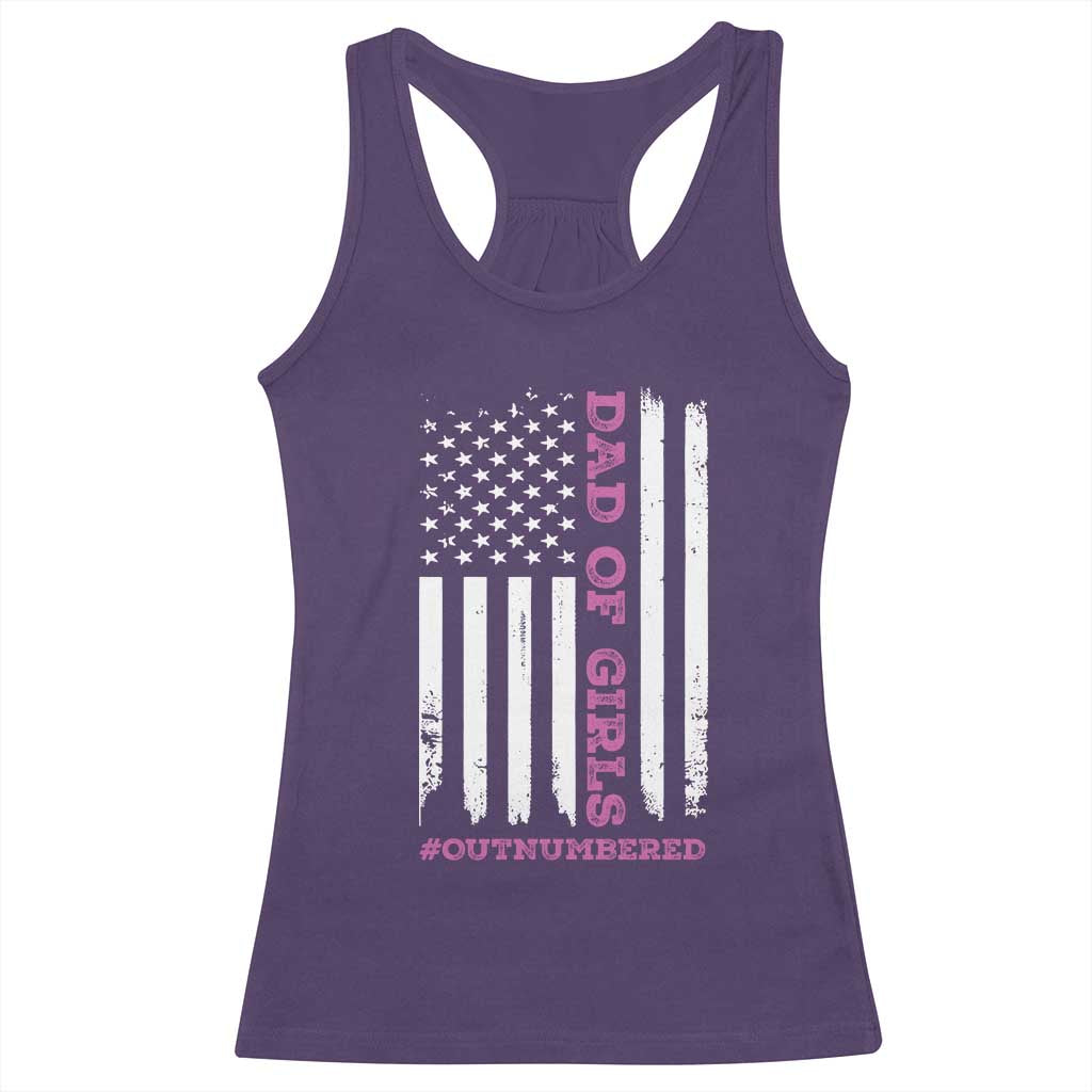 Funny Dad Of Girls Outnumbered Racerback Tank Top Vintage American Flag Father's Day TS11 Purple Print Your Wear