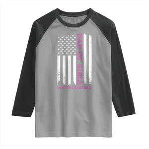 Funny Dad Of Girls Outnumbered Raglan Shirt Vintage American Flag Father's Day TS11 Sport Gray Black Print Your Wear