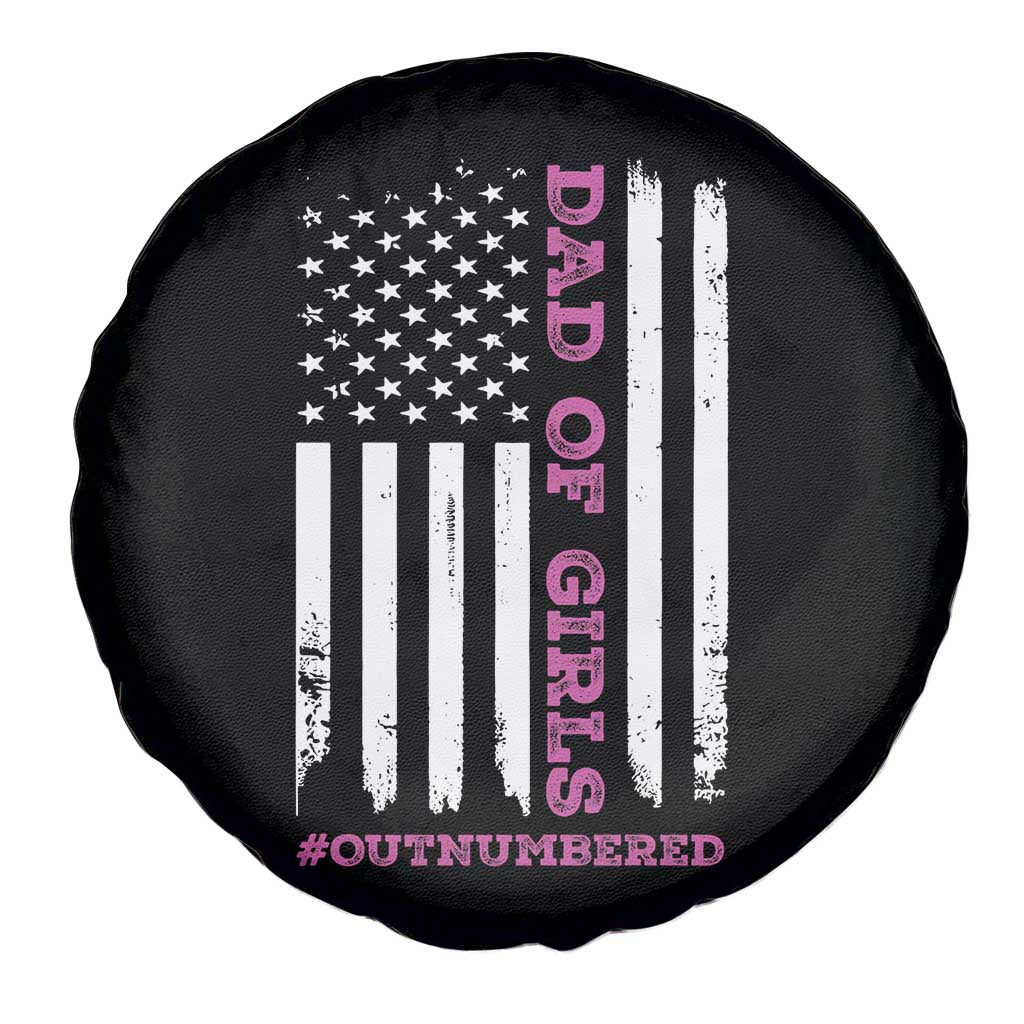 Funny Dad Of Girls Outnumbered Spare Tire Cover Vintage American Flag Father's Day TS11 Print Your Wear