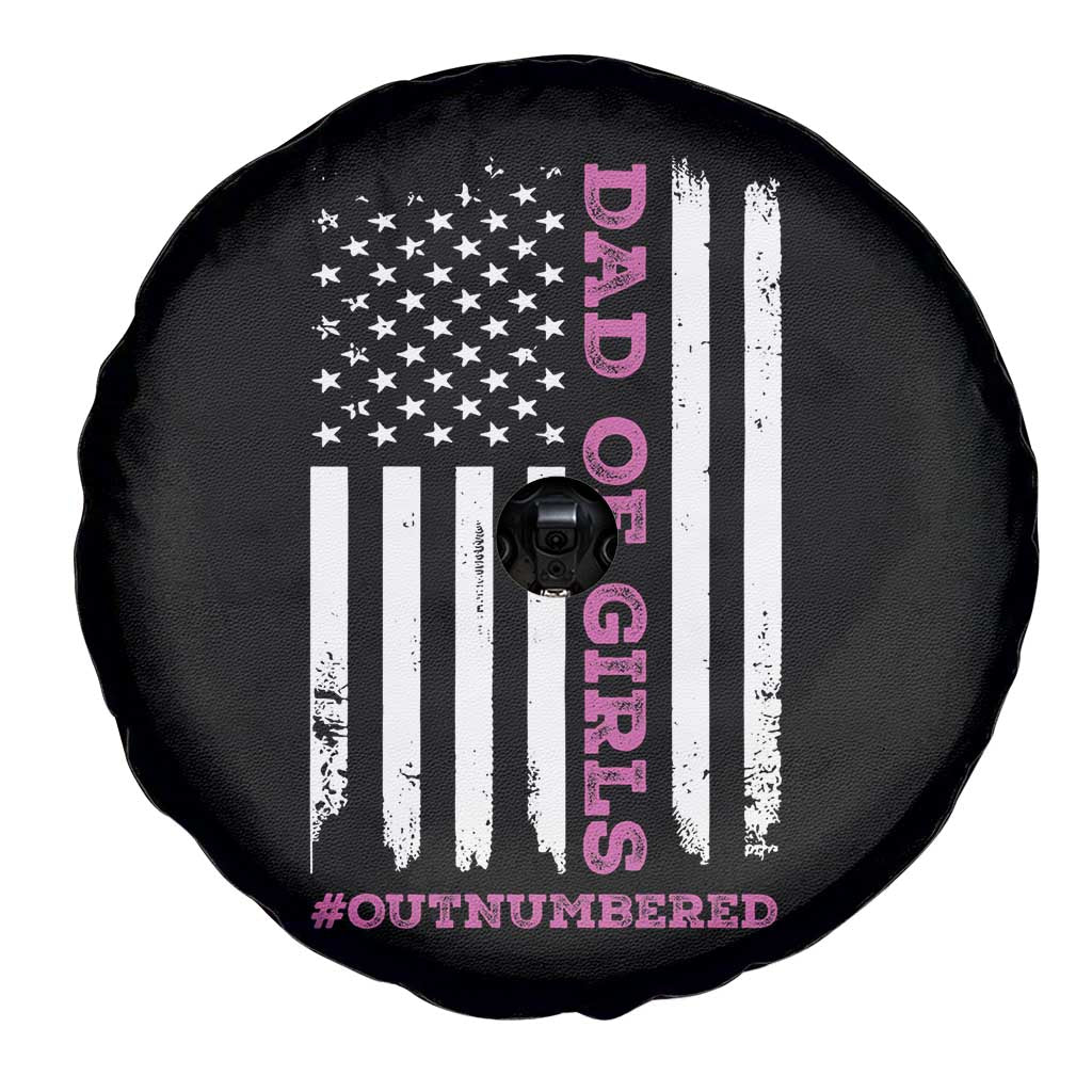 Funny Dad Of Girls Outnumbered Spare Tire Cover Vintage American Flag Father's Day TS11 Print Your Wear