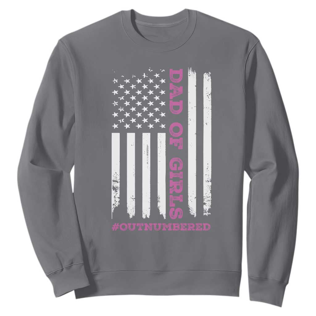 Funny Dad Of Girls Outnumbered Sweatshirt Vintage American Flag Father's Day TS11 Print Your Wear